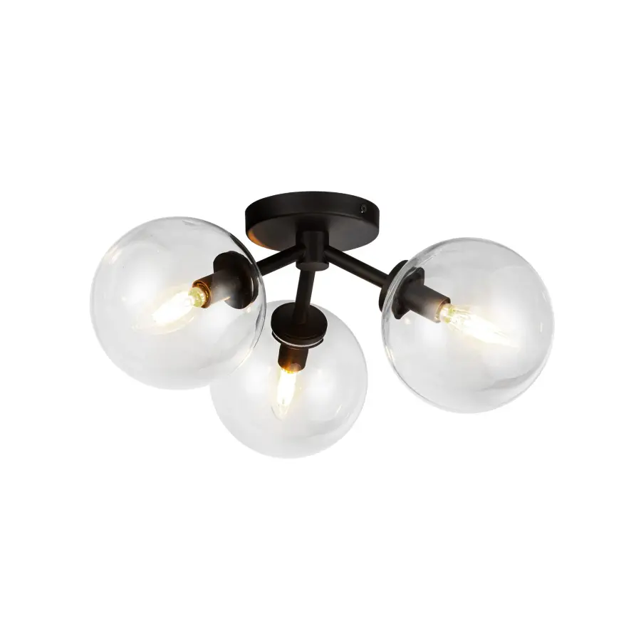 Cassia 17-Inch Semi-Flush Mount in Matte Black with Clear Glass - Image 11