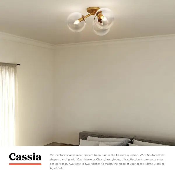 Cassia 17-Inch Semi-Flush Mount in Matte Black with Clear Glass - Image 19