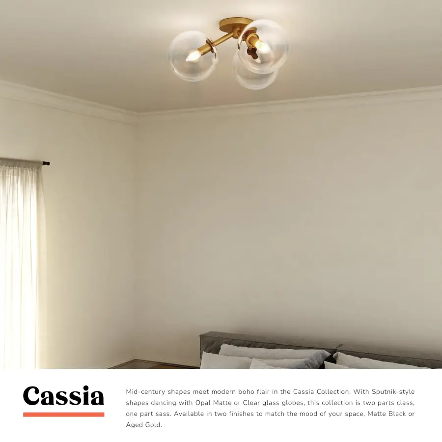 Cassia 17-Inch Semi-Flush Mount in Matte Black with Clear Glass - Image 19