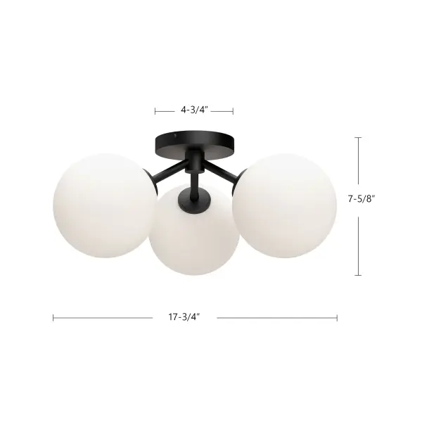 Cassia 17-Inch Semi-Flush Mount in Matte Black with Clear Glass - Image 20