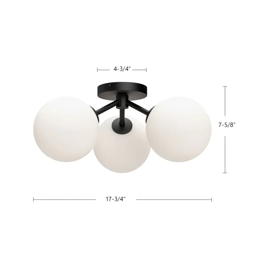 Cassia 17-Inch Semi-Flush Mount in Matte Black with Clear Glass - Image 20