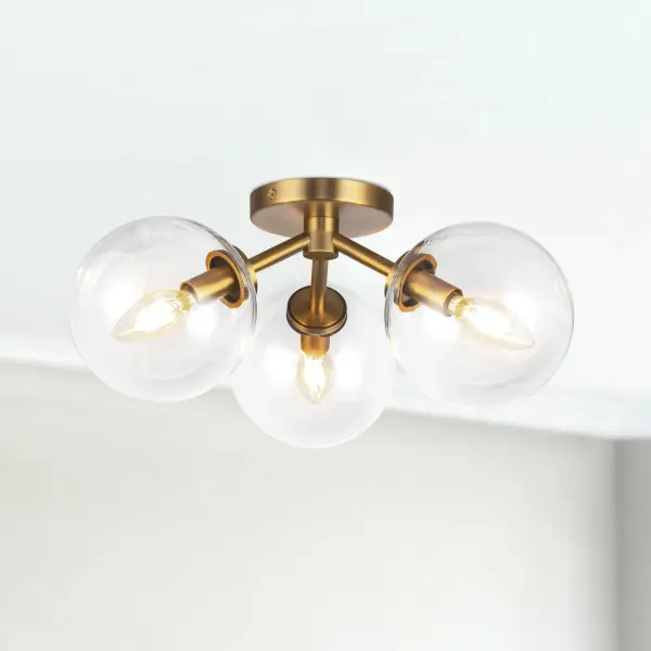 Cassia 17-Inch Semi-Flush Mount in Matte Black with Clear Glass - Image 3