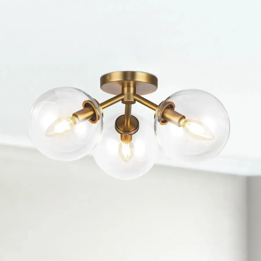 Cassia 17-Inch Semi-Flush Mount in Matte Black with Clear Glass - Image 3