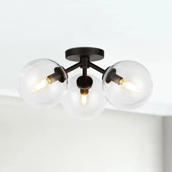 Cassia 17-Inch Semi-Flush Mount in Matte Black with Clear Glass - Image 5