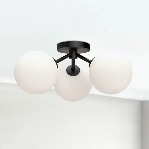 Cassia 17-Inch Semi-Flush Mount in Matte Black with Clear Glass - Image 6