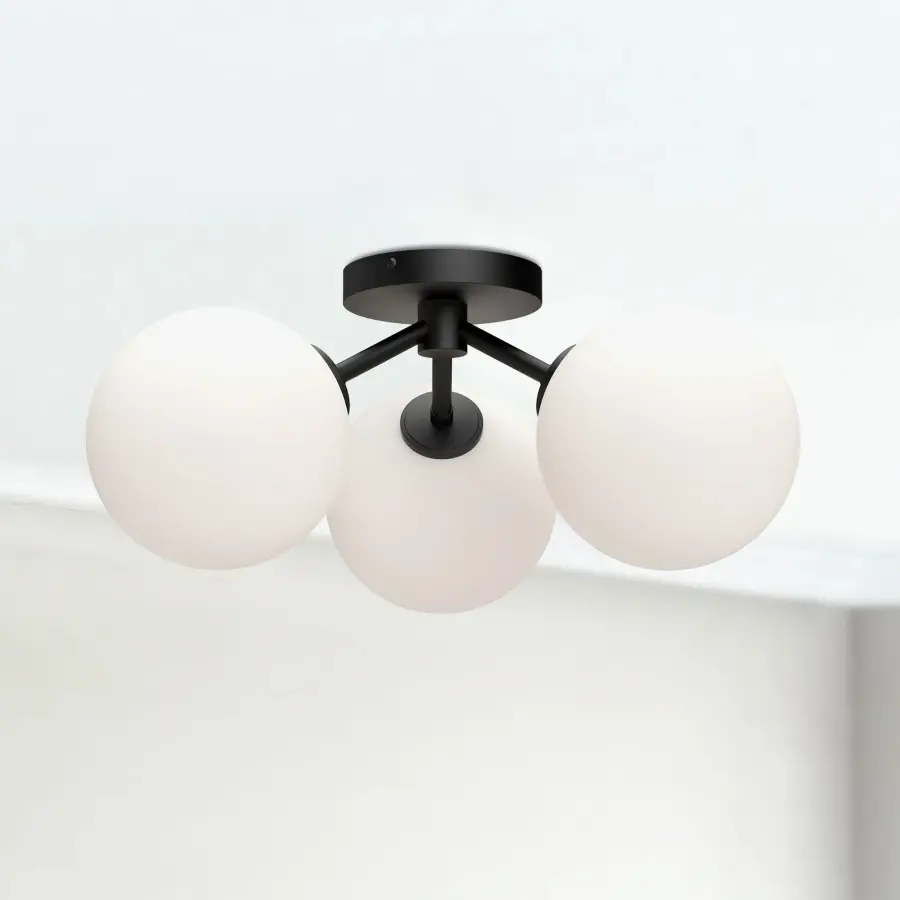 Cassia 17-Inch Semi-Flush Mount in Matte Black with Clear Glass - Image 6