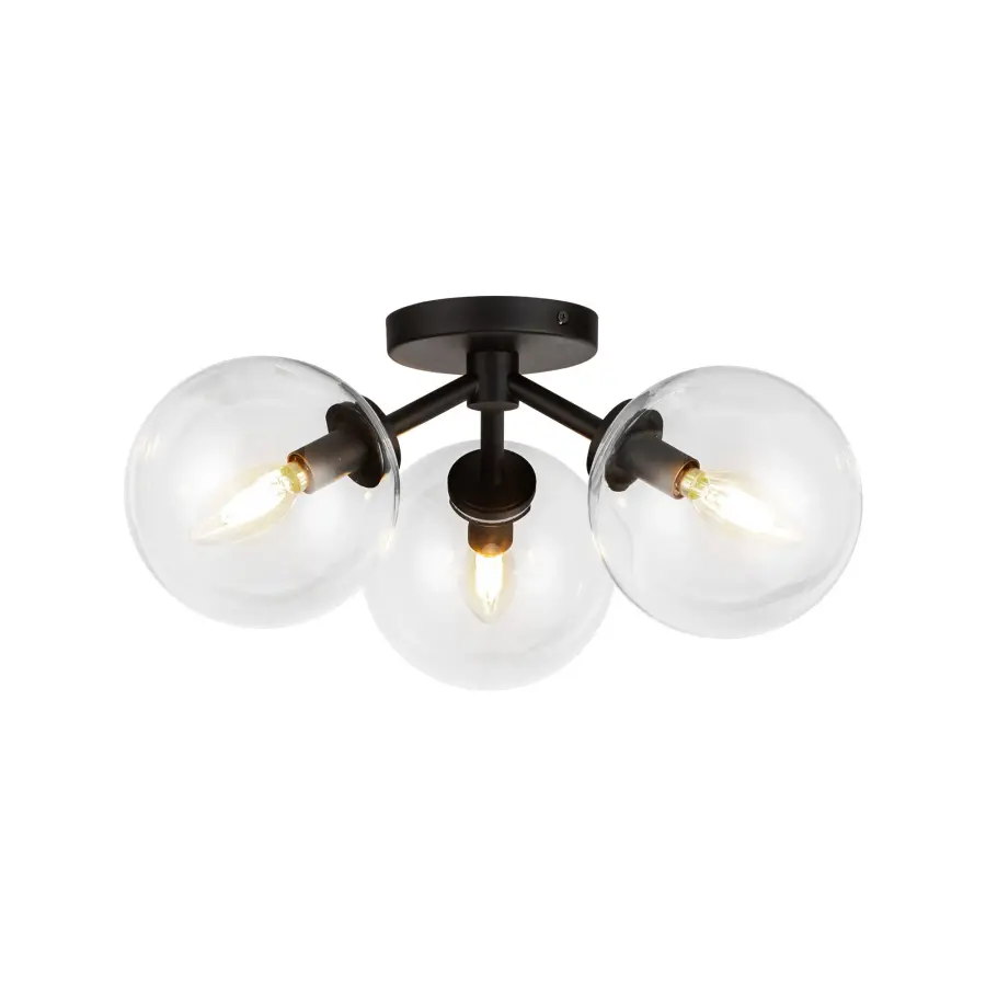 Cassia 17-Inch Semi-Flush Mount in Matte Black with Clear Glass - Image 8