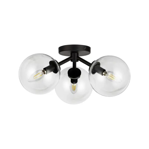 Cassia 17-Inch Semi-Flush Mount in Matte Black with Clear Glass - Image 9