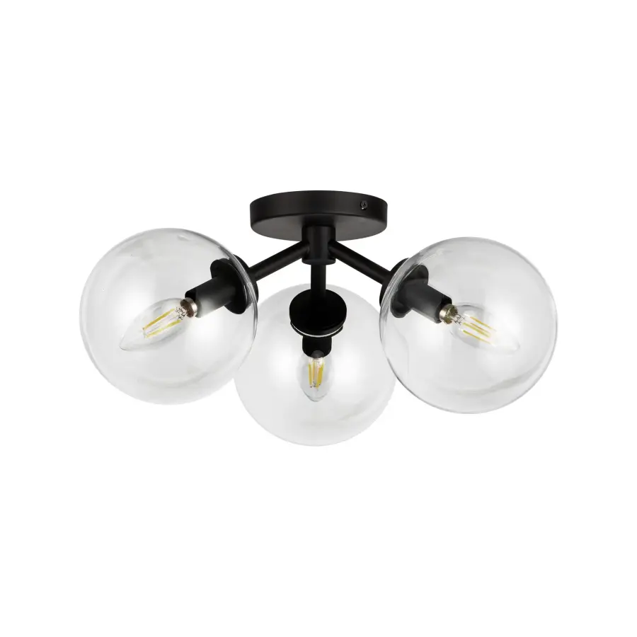 Cassia 17-Inch Semi-Flush Mount in Matte Black with Clear Glass - Image 9