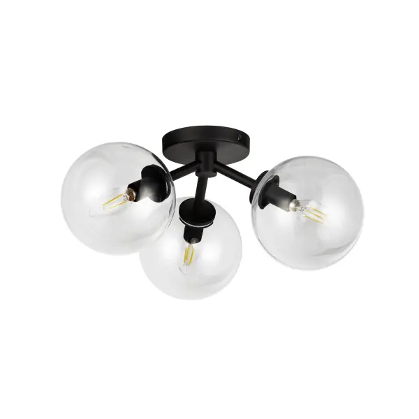 Cassia 17-Inch Semi-Flush Mount in Matte Black with Clear Glass - Image 10