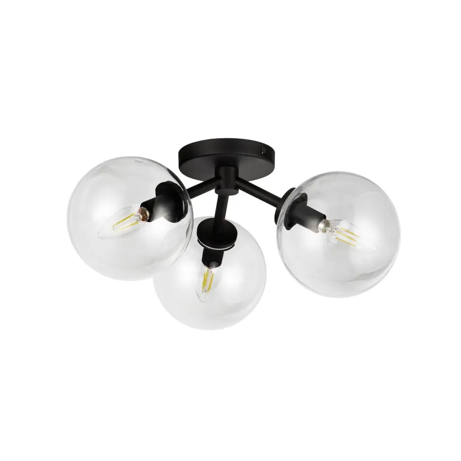 Cassia 17-Inch Semi-Flush Mount in Matte Black with Clear Glass - Image 10