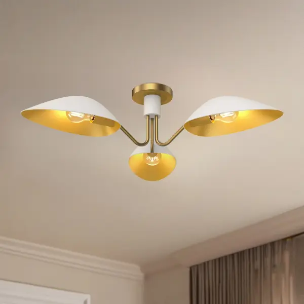 Oscar 32-Inch Semi-Flush Mount in Aged Gold & Matte Black - Image 3