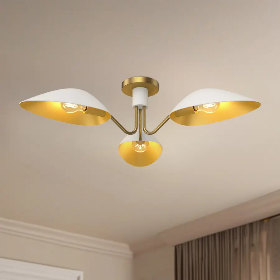 Oscar 32-Inch Semi-Flush Mount in Aged Gold & Matte Black - Image 3