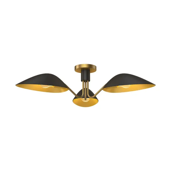 Oscar 32-Inch Semi-Flush Mount in Aged Gold & Matte Black - Image 4