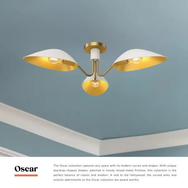 Oscar 32-Inch Semi-Flush Mount in Aged Gold & Matte Black - Image 7