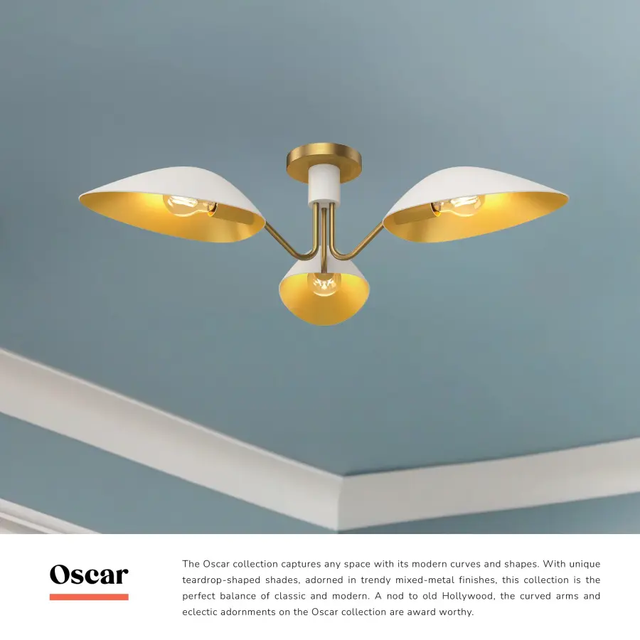 Oscar 32-Inch Semi-Flush Mount in Aged Gold & Matte Black - Image 7