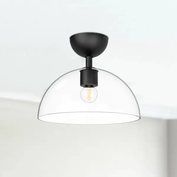 Jude 12-Inch Semi-Flush Mount in Matte Black with Clear Glass - Image 3