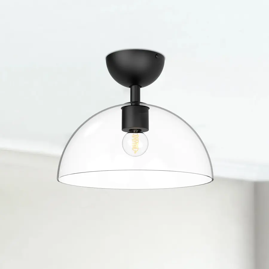 Jude 12-Inch Semi-Flush Mount in Matte Black with Clear Glass - Image 3