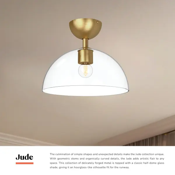 Jude 12-Inch Semi-Flush Mount in Matte Black with Clear Glass - Image 7