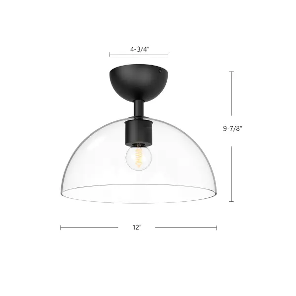 Jude 12-Inch Semi-Flush Mount in Matte Black with Clear Glass - Image 8