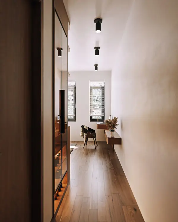 The Nola 4-inch semi-flush mount combines modern minimalism with practical functionality. Its compact profile and exposed bulb design create an inviting ambiance in hallways, entryways, and smaller rooms. - alternate view