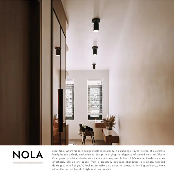 Nola 4-Inch Semi-Flush Mount in Matte Black with Gold Opal Glass - Image 16