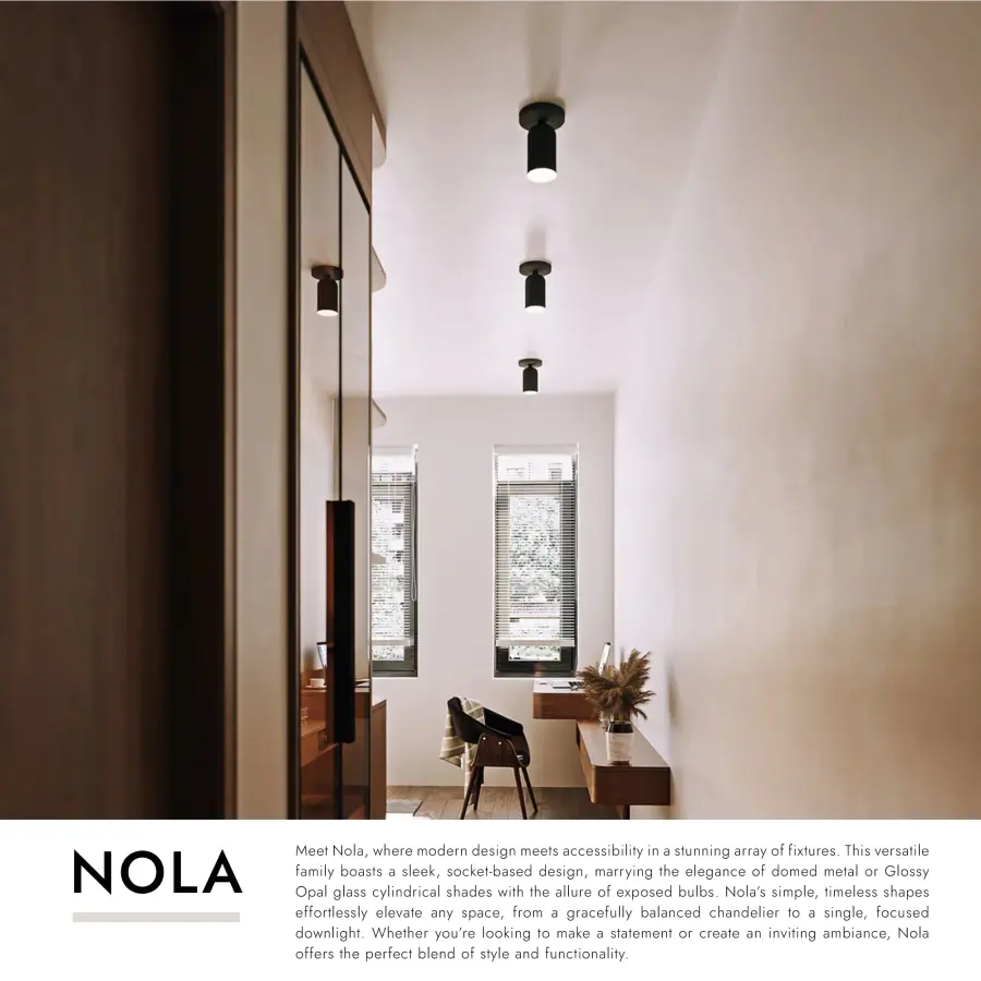 Nola 4-Inch Semi-Flush Mount in Matte Black with Gold Opal Glass - Image 16