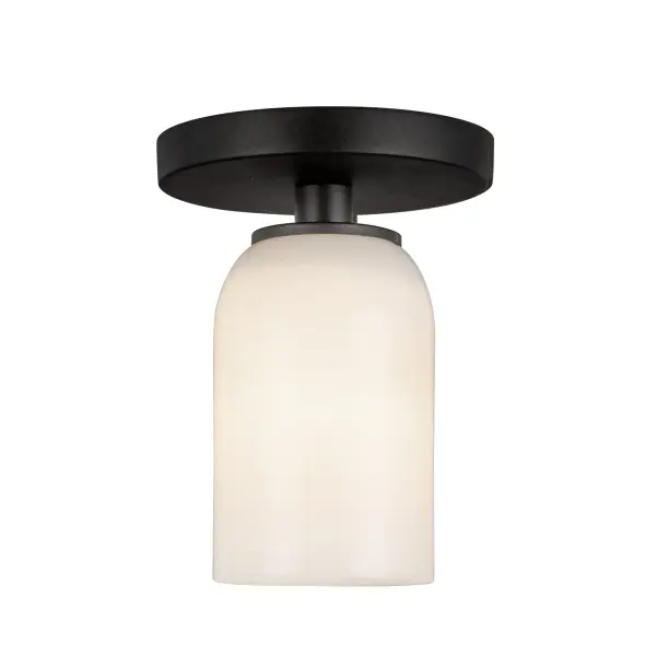 Nola 4-Inch Semi-Flush Mount in Matte Black with Gold Opal Glass - Image 5