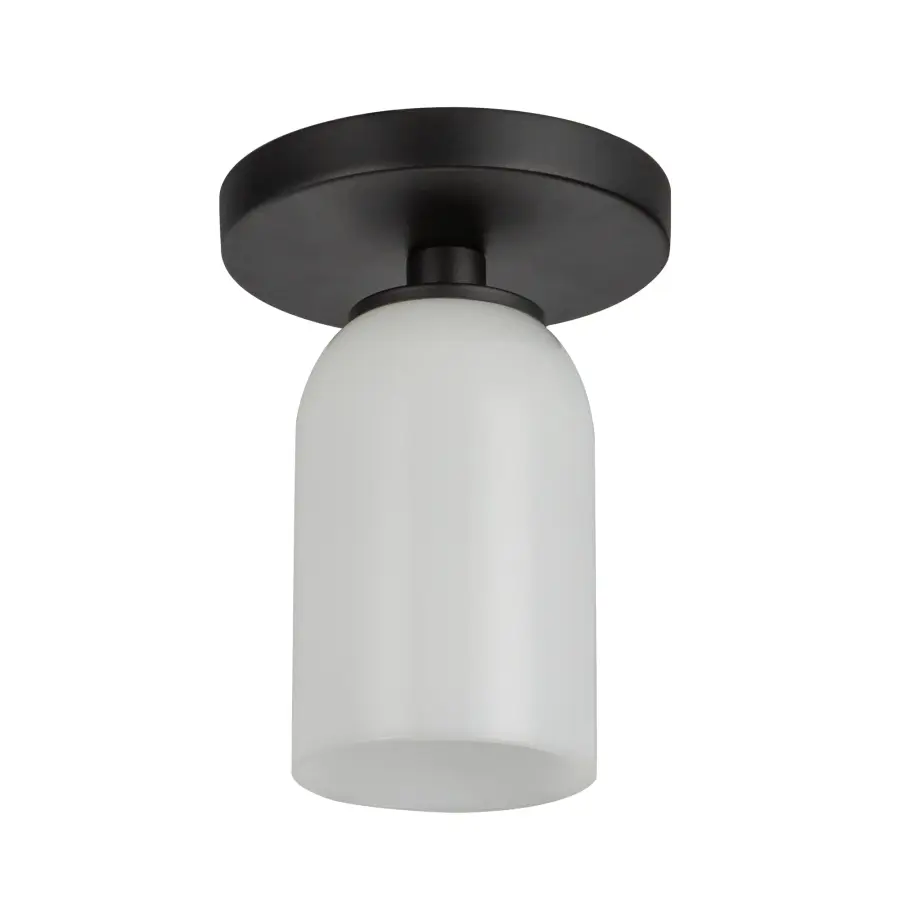 Nola 4-Inch Semi-Flush Mount in Matte Black with Gold Opal Glass - Image 6
