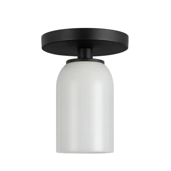 Nola 4-Inch Semi-Flush Mount in Matte Black with Gold Opal Glass - Image 7