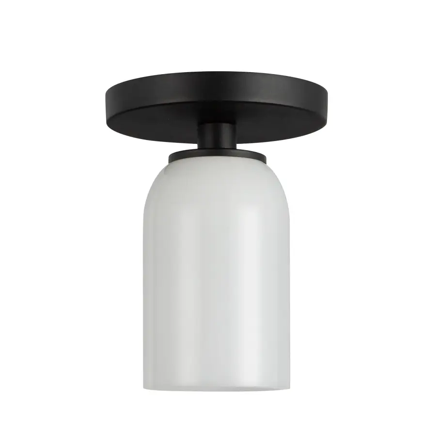 Nola 4-Inch Semi-Flush Mount in Matte Black with Gold Opal Glass - Image 7