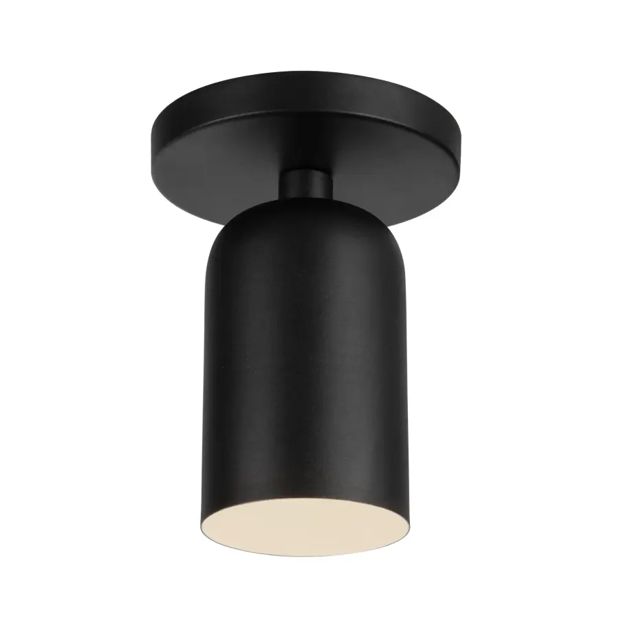 Nola 4-Inch Semi-Flush Mount in Matte Black with Gold Opal Glass - Image 9