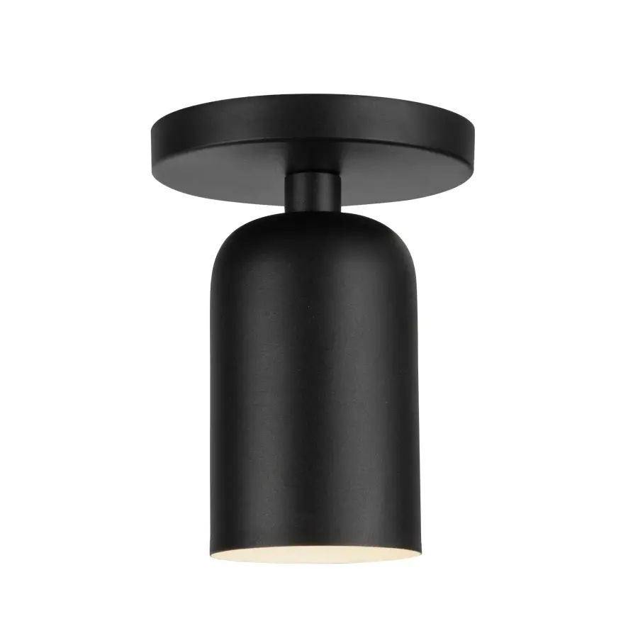 Nola 4-Inch Semi-Flush Mount in Matte Black with Gold Opal Glass - Image 10