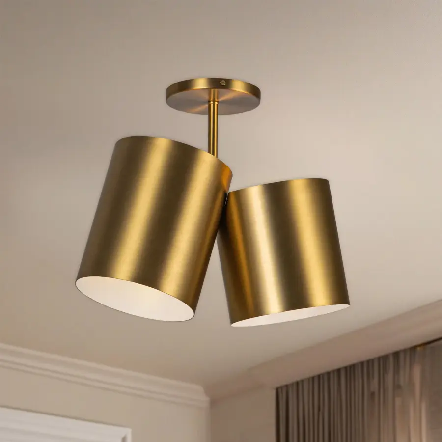 Keiko 14" Semi-Flush Mount in Brushed Gold - Image 2