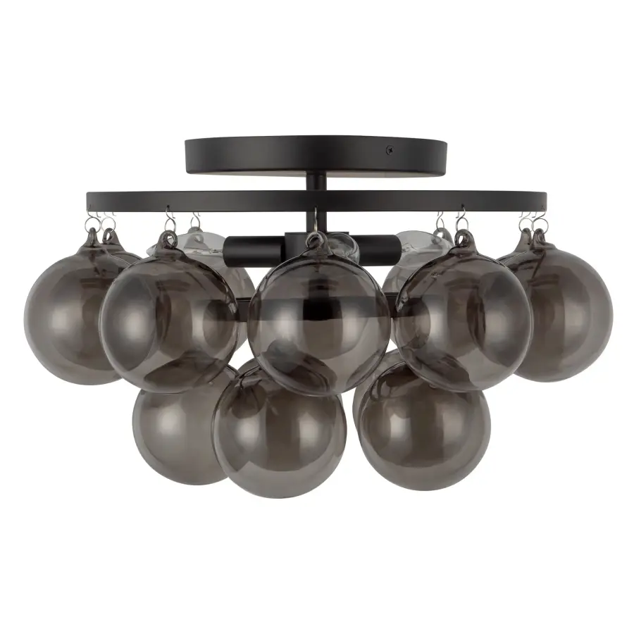 Faye 18-Inch Semi-Flush Mount in Matte Black with Smoked Glass - Image 5
