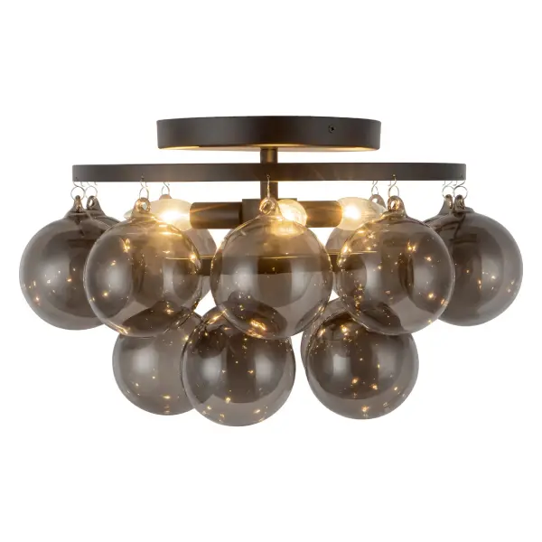 Faye 18-Inch Semi-Flush Mount in Matte Black with Smoked Glass - Image 6