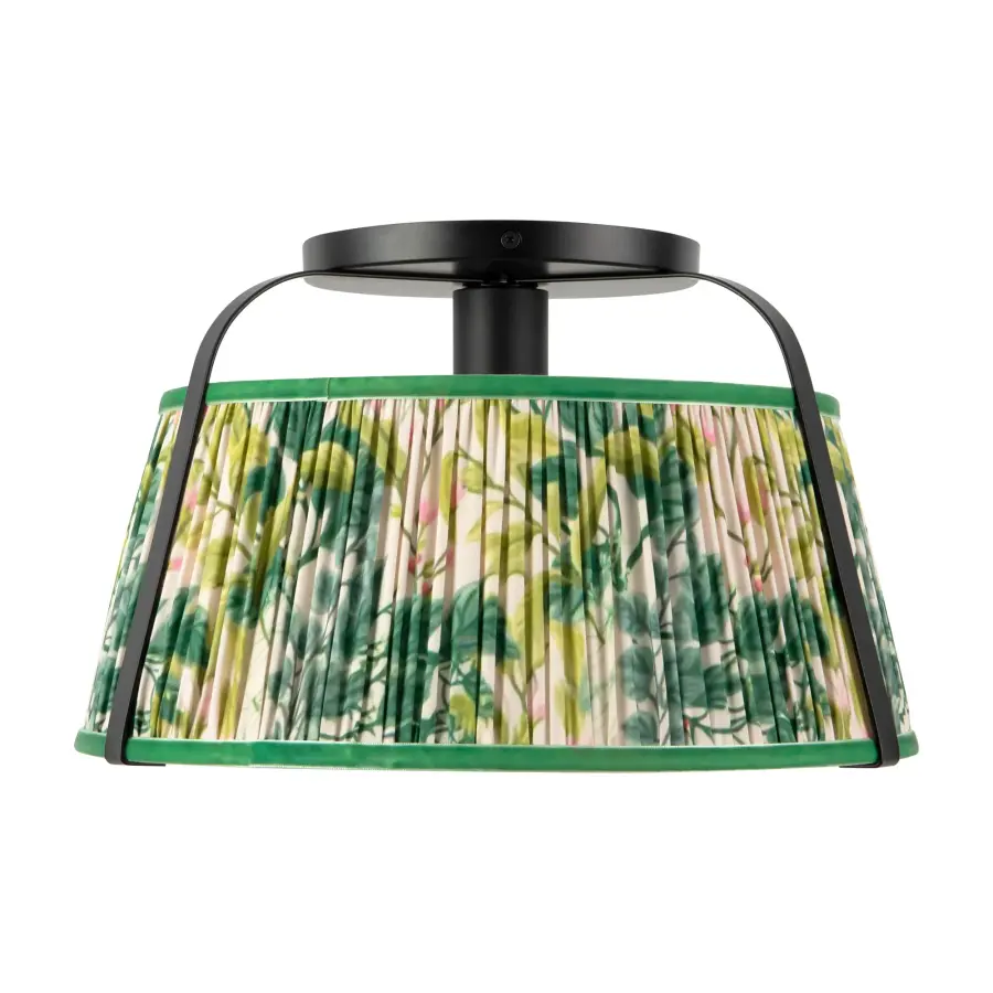 Scout 13-Inch Semi-Flush Mount in Brushed Gold with Blue Linen Shade - Image 12
