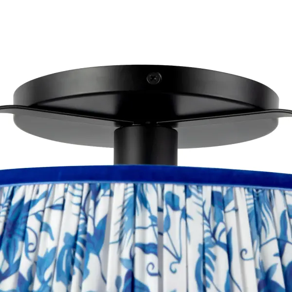Scout 13-Inch Semi-Flush Mount in Brushed Gold with Blue Linen Shade - Image 14