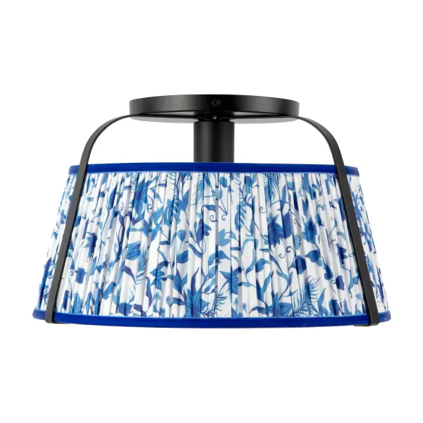 Scout 13-Inch Semi-Flush Mount in Brushed Gold with Blue Linen Shade - Image 16