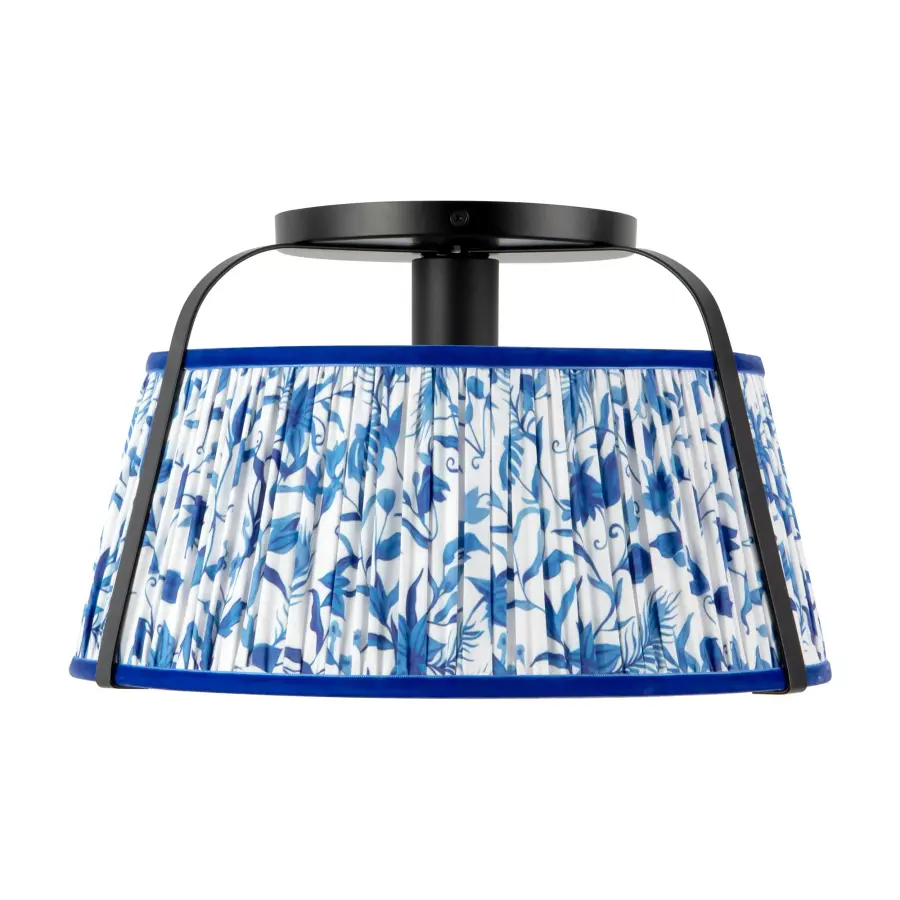 Scout 13-Inch Semi-Flush Mount in Brushed Gold with Blue Linen Shade - Image 16