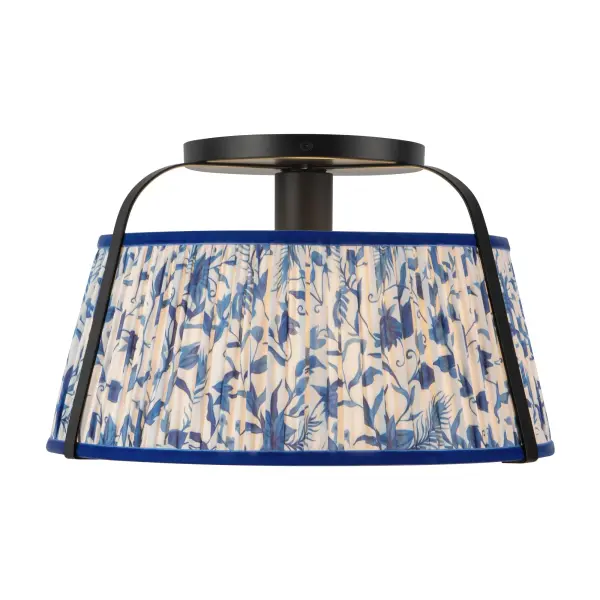 Scout 13-Inch Semi-Flush Mount in Brushed Gold with Blue Linen Shade - Image 17