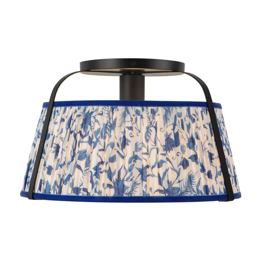 Scout 13-Inch Semi-Flush Mount in Brushed Gold with Blue Linen Shade - Image 17