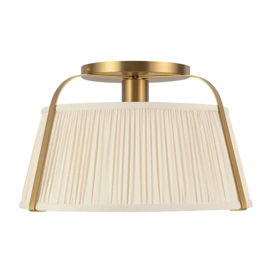 Scout 13-Inch Semi-Flush Mount in Brushed Gold with Blue Linen Shade - Image 20