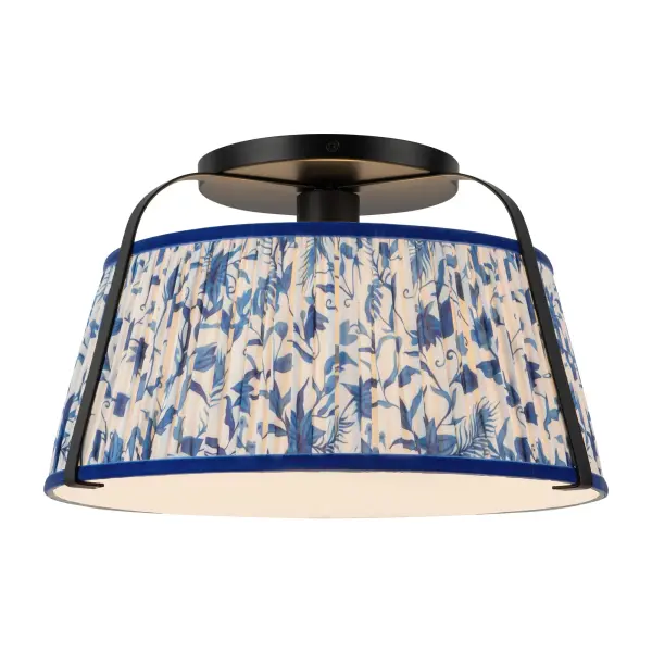 Scout 13-Inch Semi-Flush Mount in Brushed Gold with Blue Linen Shade - Image 3