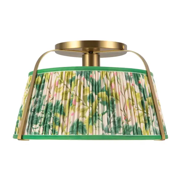 Scout 13-Inch Semi-Flush Mount in Brushed Gold with Blue Linen Shade - Image 24