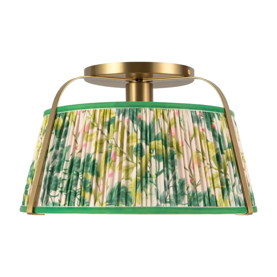 Scout 13-Inch Semi-Flush Mount in Brushed Gold with Blue Linen Shade - Image 24