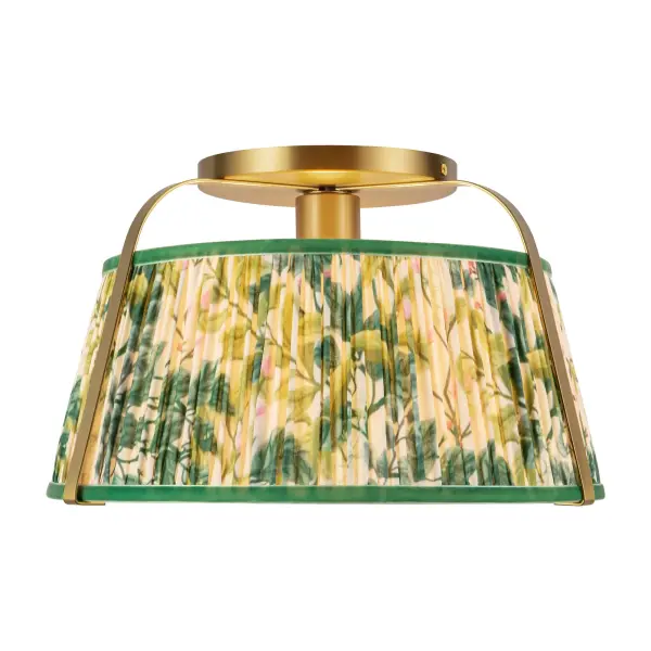 Scout 13-Inch Semi-Flush Mount in Brushed Gold with Blue Linen Shade - Image 25
