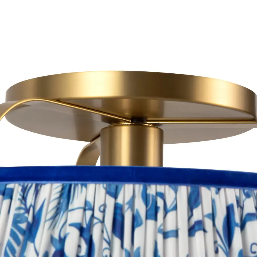 Scout 13-Inch Semi-Flush Mount in Brushed Gold with Blue Linen Shade - Image 26