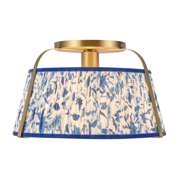 Scout 13-Inch Semi-Flush Mount in Brushed Gold with Blue Linen Shade - Image 29