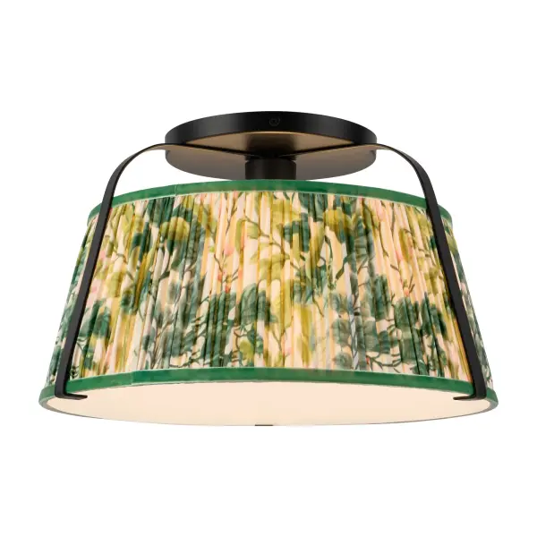 Scout 13-Inch Semi-Flush Mount in Brushed Gold with Blue Linen Shade - Image 4
